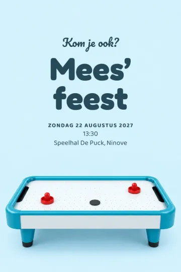 Uitnodiging Kinderfeest, ontwerp Luchthockeyfeest